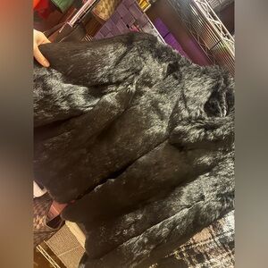 Elegant Black REAL Rabbit Fur Jacket